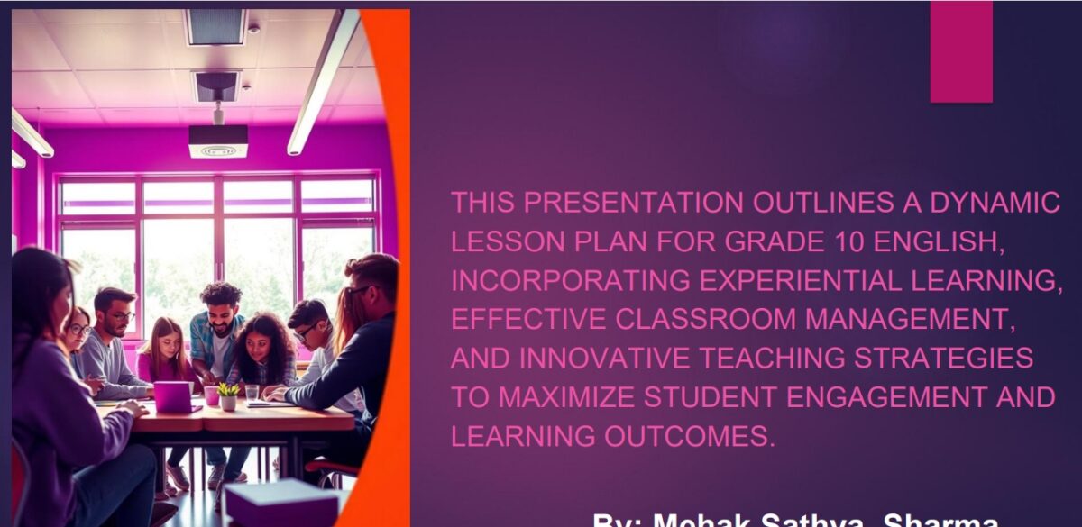 Lesson Plan for English ( Experiential Learning ) by Ms. Mehak Sathya Sharma